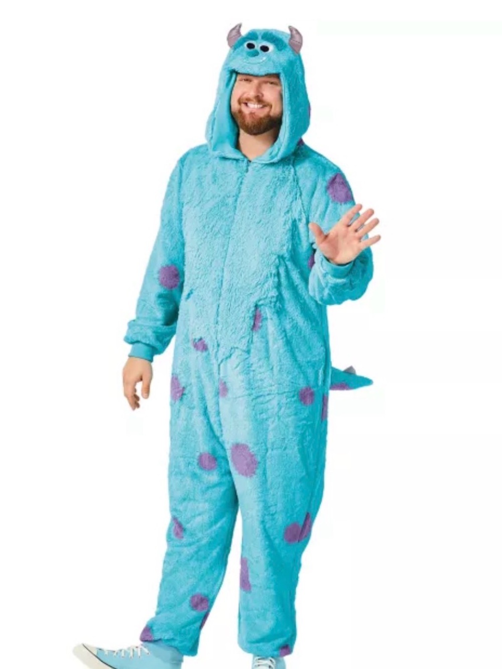 Disney Adult Plus Sulley Plush 1pc Jumpsuit Halloween Costume Monsters sz 2XL
